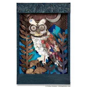 SILVER MOON original mixed media sculpture