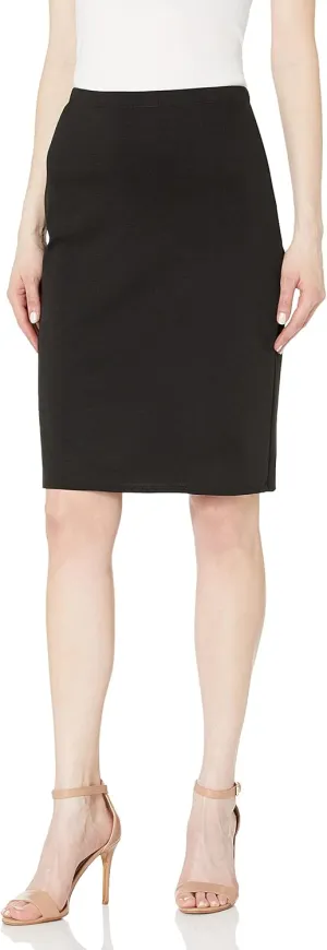 Star Vixen Women's Below-Knee Pencil Skirt with Back Slit, Black, Medium
