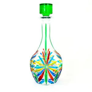 Starburst Round Decanter, Hand Painted Crystal, Made in Italy