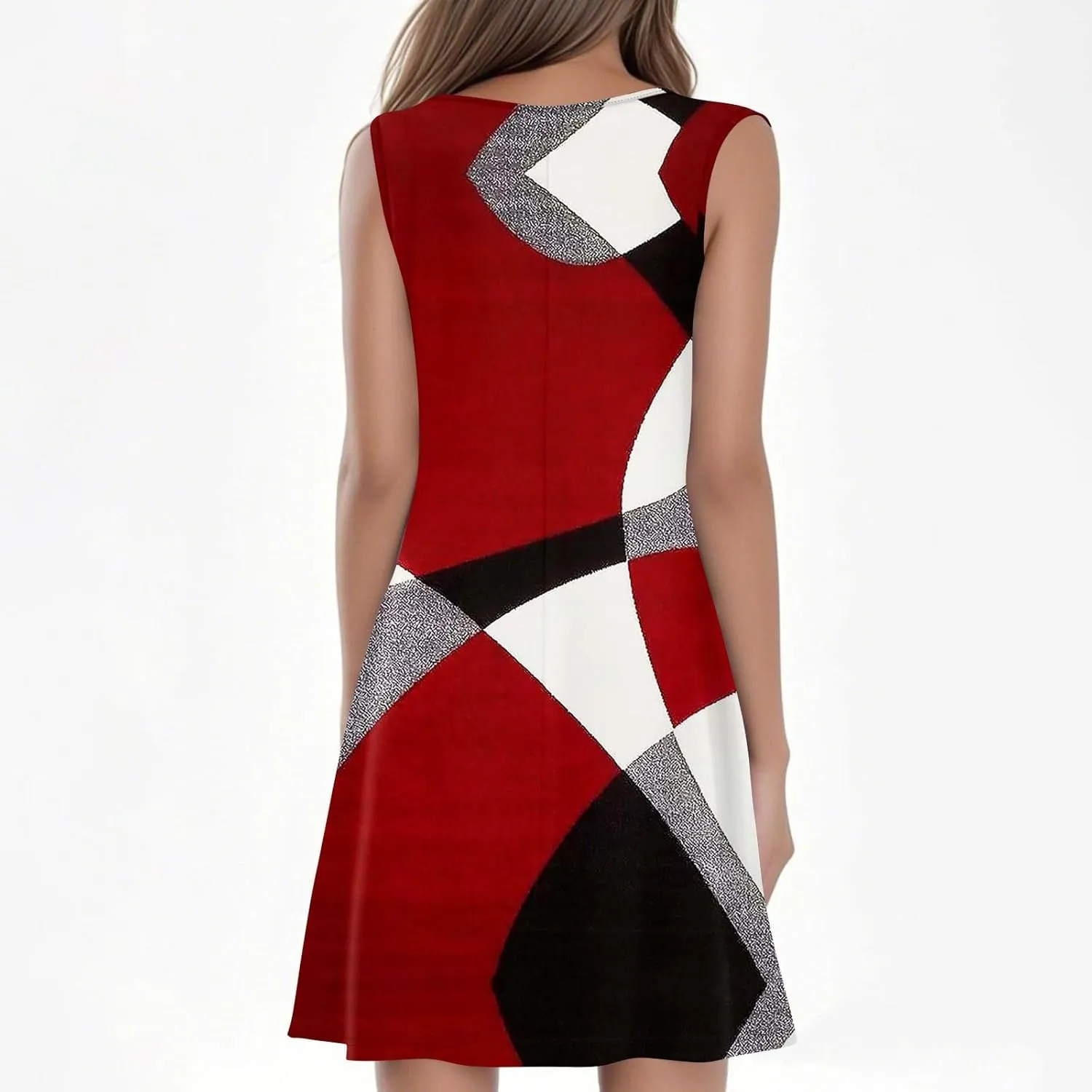 Summer Dresses for Women 2025 Beach Vacation Spring Clothes Sleeveless Crewneck Folds Casual Mini Dress