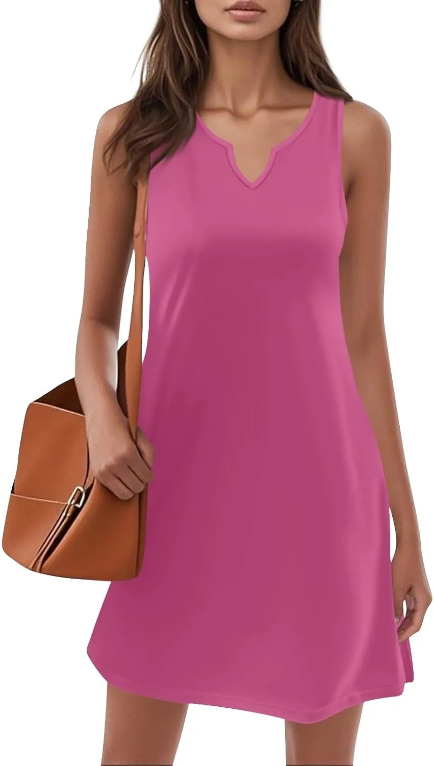 Summer Dresses for Women 2025 Beach Vacation Spring Clothes Spaghetti Strap V Neck Casual Loose Mini Dress