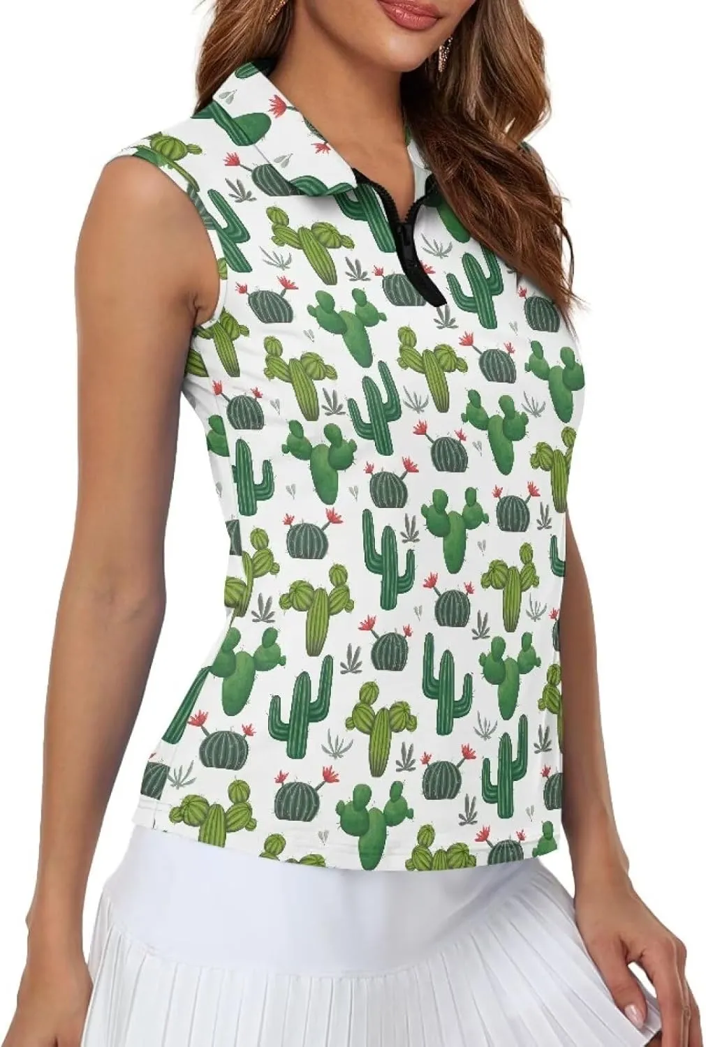 Suobstales Sleeveless Golf Polo Shirts for Women Quick Dry Collared Polo Shirts Athletic Tank Tops Lightweight Tennis Shirts