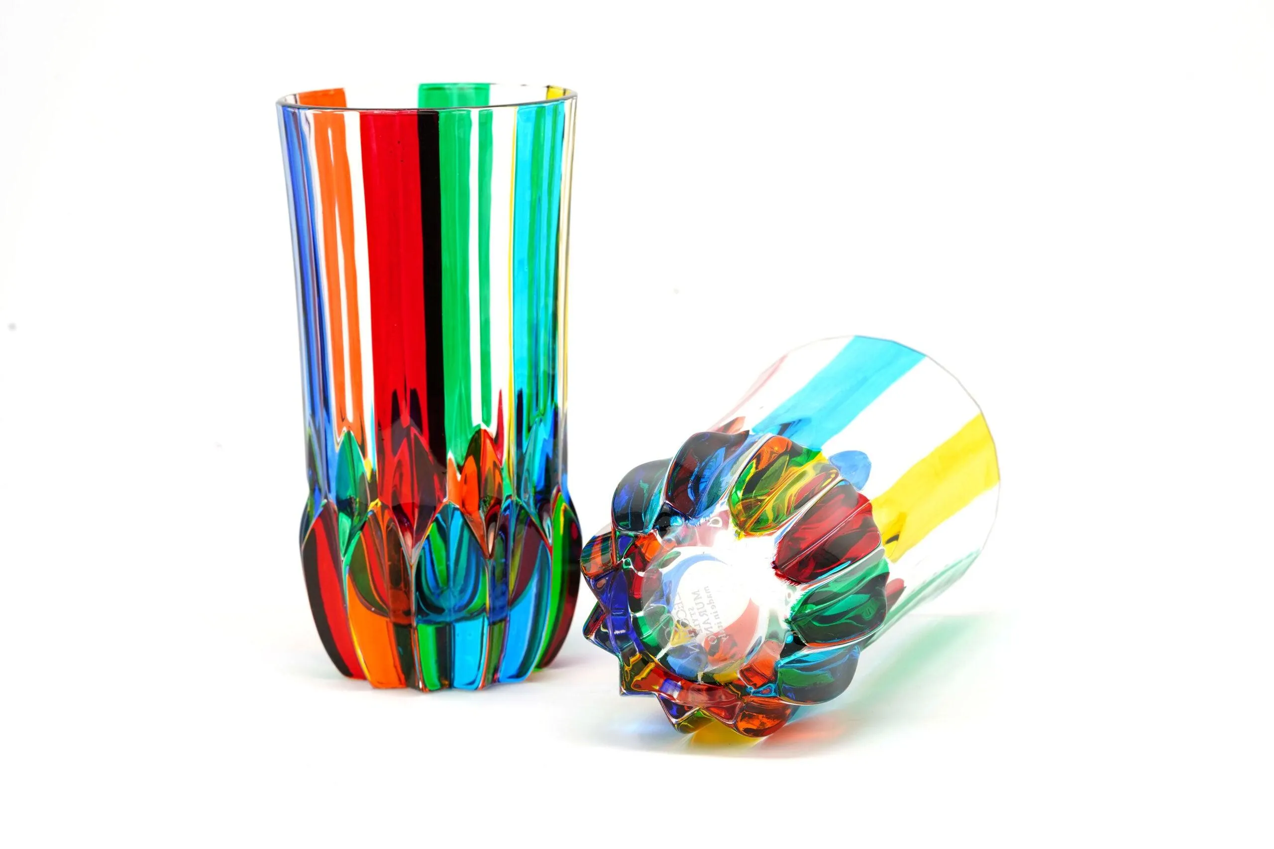 Swatch Tall Drink Glass, Set of 2 Hand-Painted Italian Crystal