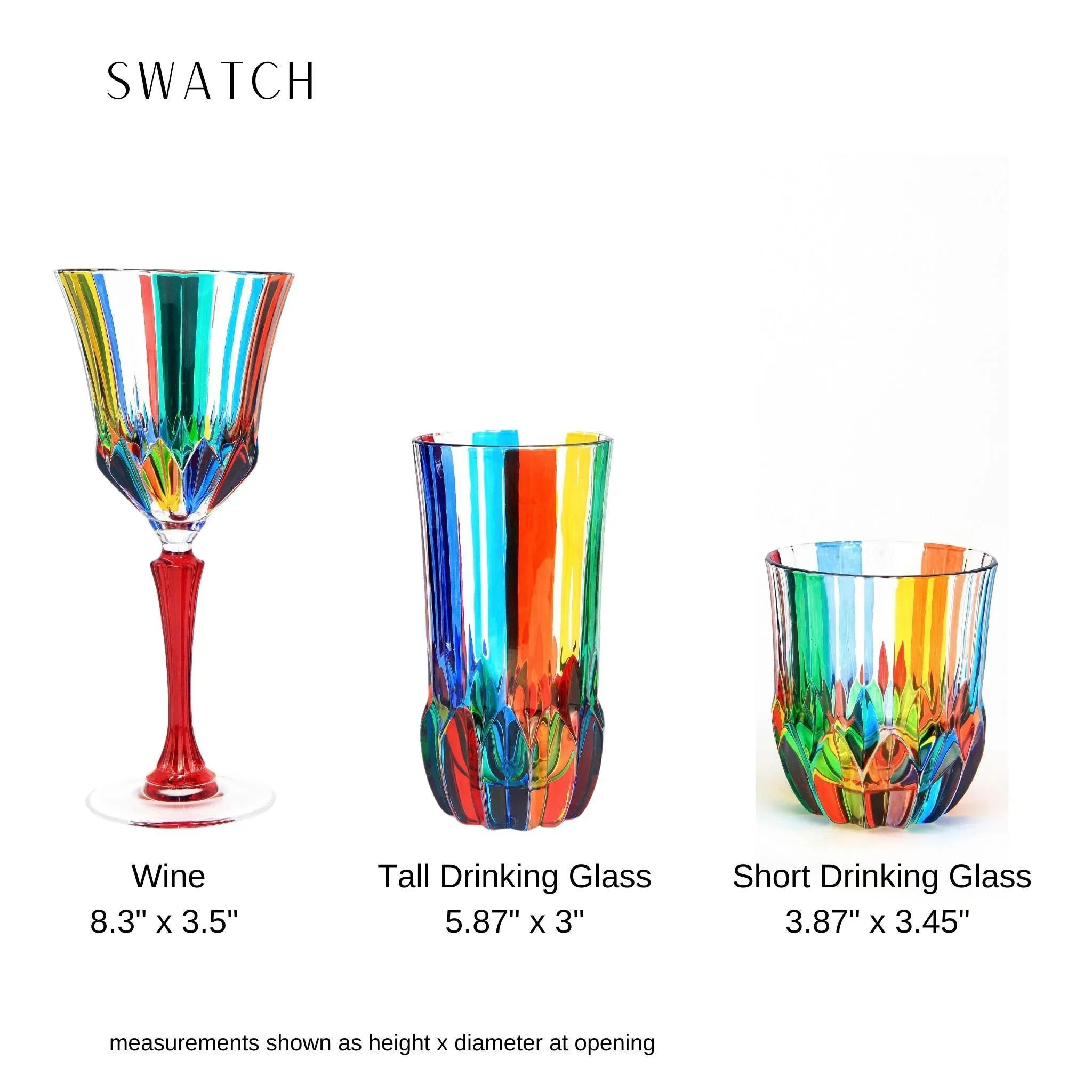 Swatch Tall Drink Glass, Set of 2 Hand-Painted Italian Crystal