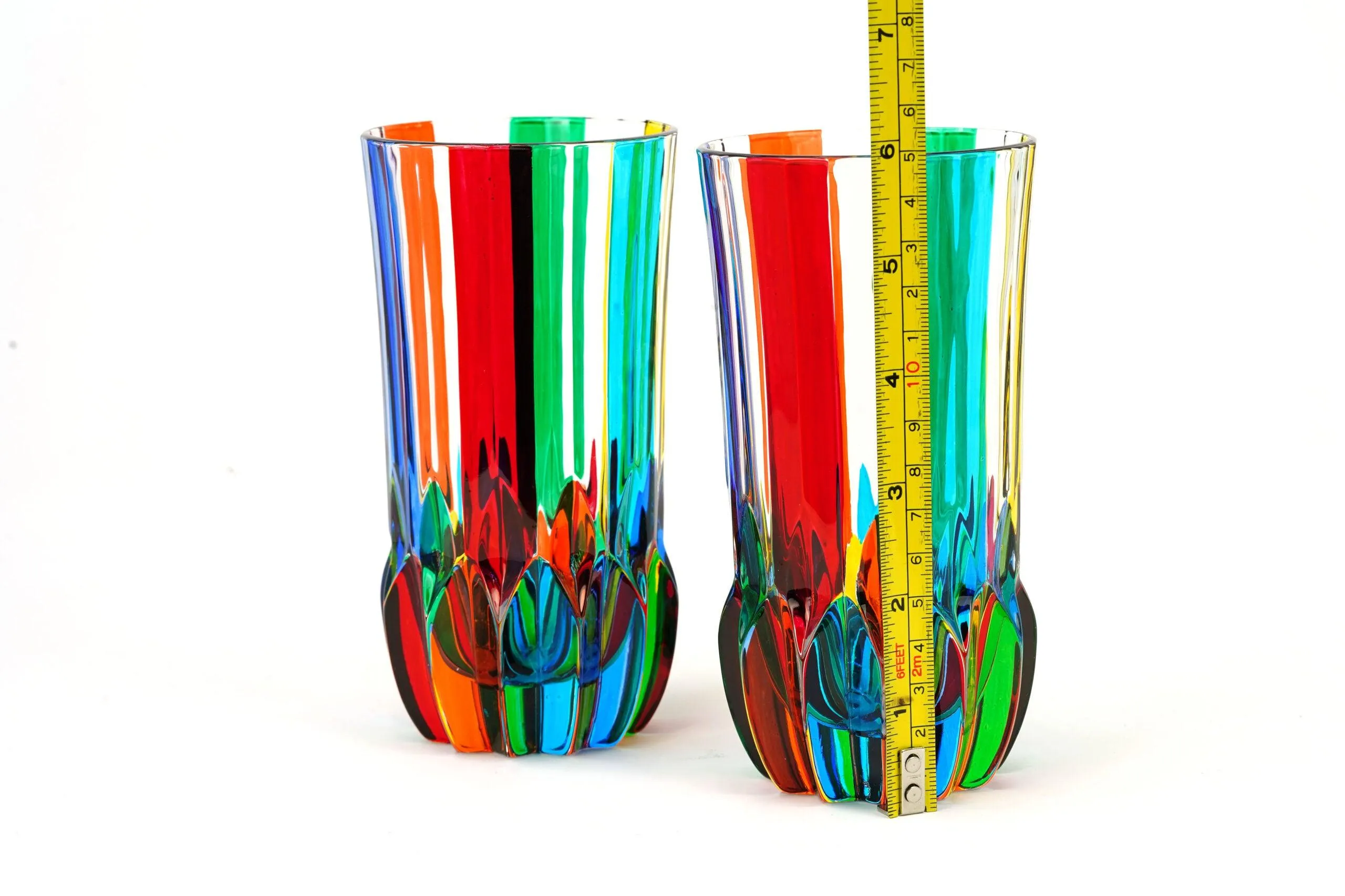 Swatch Tall Drink Glass, Set of 2 Hand-Painted Italian Crystal