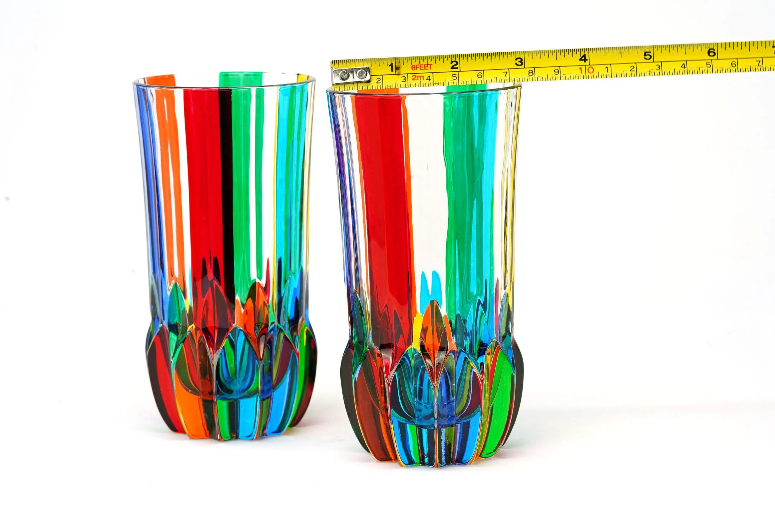 Swatch Tall Drink Glass, Set of 2 Hand-Painted Italian Crystal