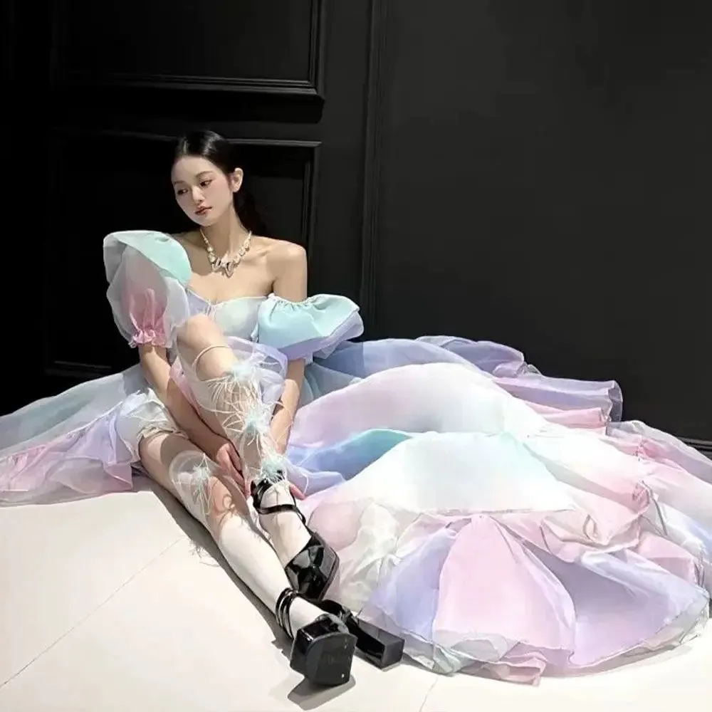 TAVIMART  -  Princess Dress Women Long Dress Forest Style Elf Skirt Explosive Street Irregular Skirt Hem Unique And Unique Pattern Fleeing