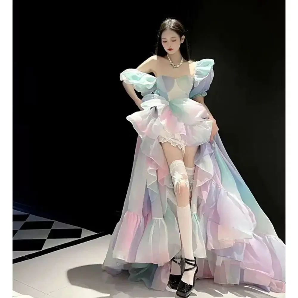 TAVIMART  -  Princess Dress Women Long Dress Forest Style Elf Skirt Explosive Street Irregular Skirt Hem Unique And Unique Pattern Fleeing