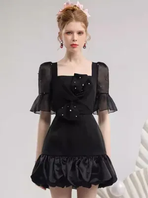 Three-dimensional bow organza dress【s0000007289】