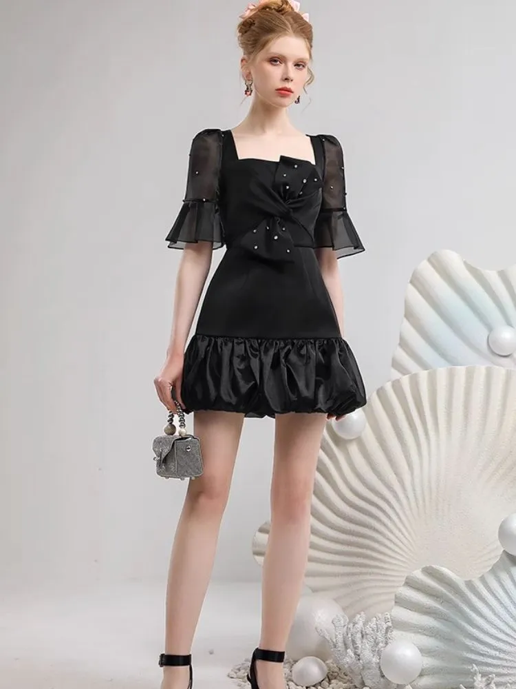 Three-dimensional bow organza dress【s0000007289】