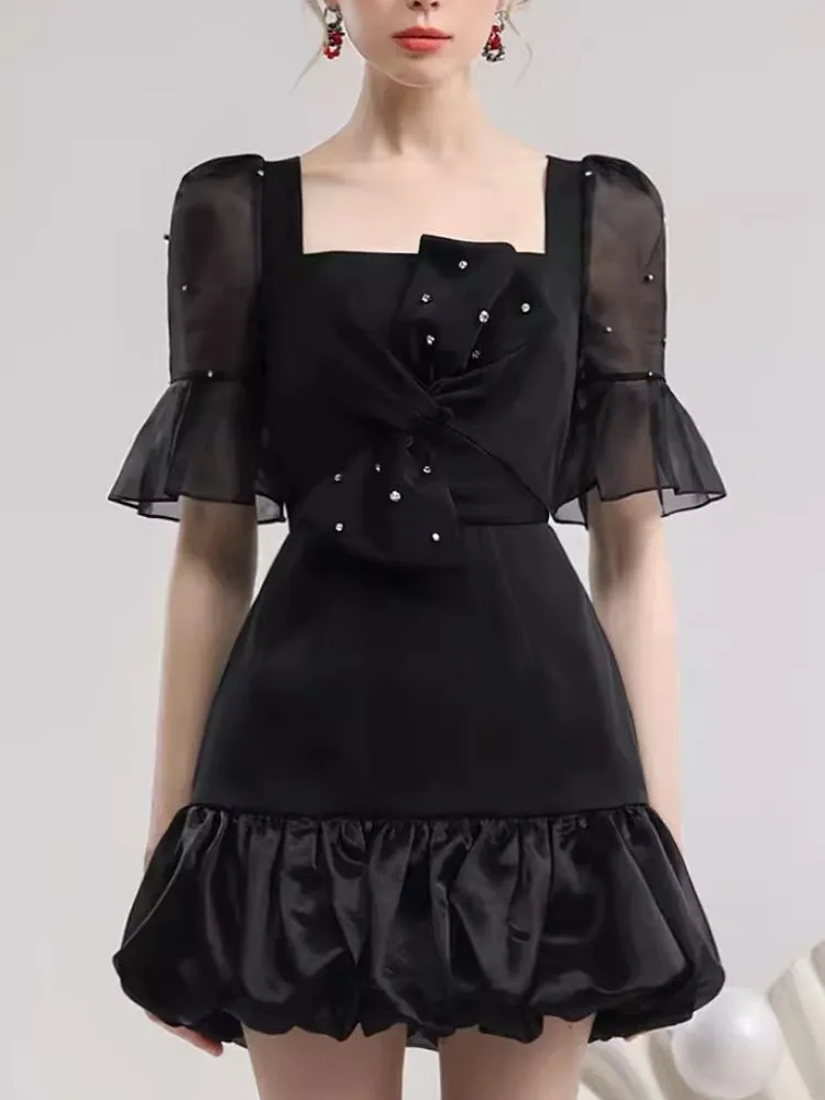 Three-dimensional bow organza dress【s0000007289】