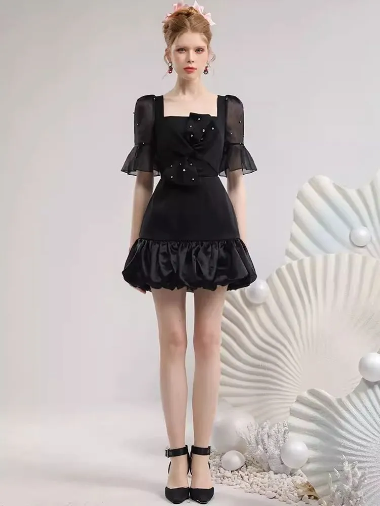 Three-dimensional bow organza dress【s0000007289】