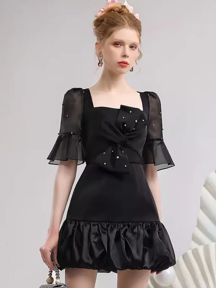 Three-dimensional bow organza dress【s0000007289】