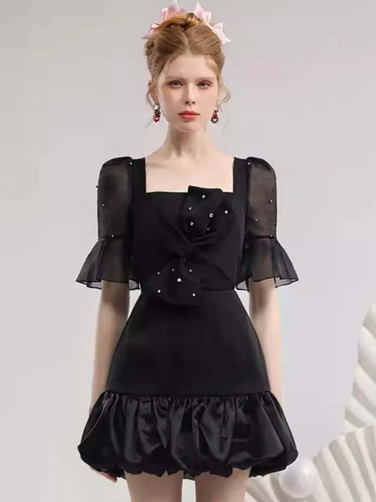 Three-dimensional bow organza dress【s0000007289】
