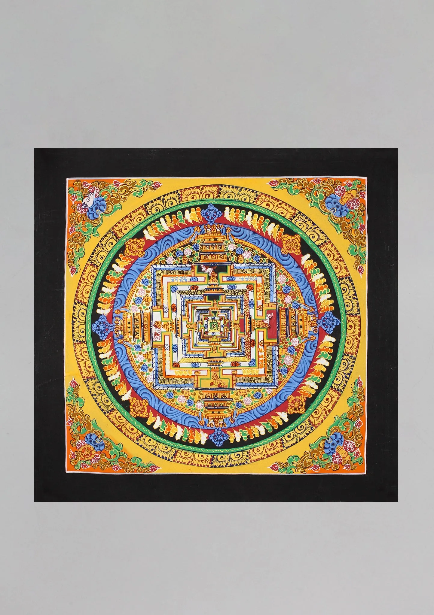 Tibetan Mandala Yellow Hand Painted Thangka