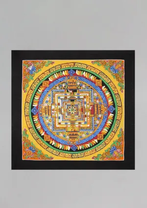 Tibetan Mandala Yellow Hand Painted Thangka