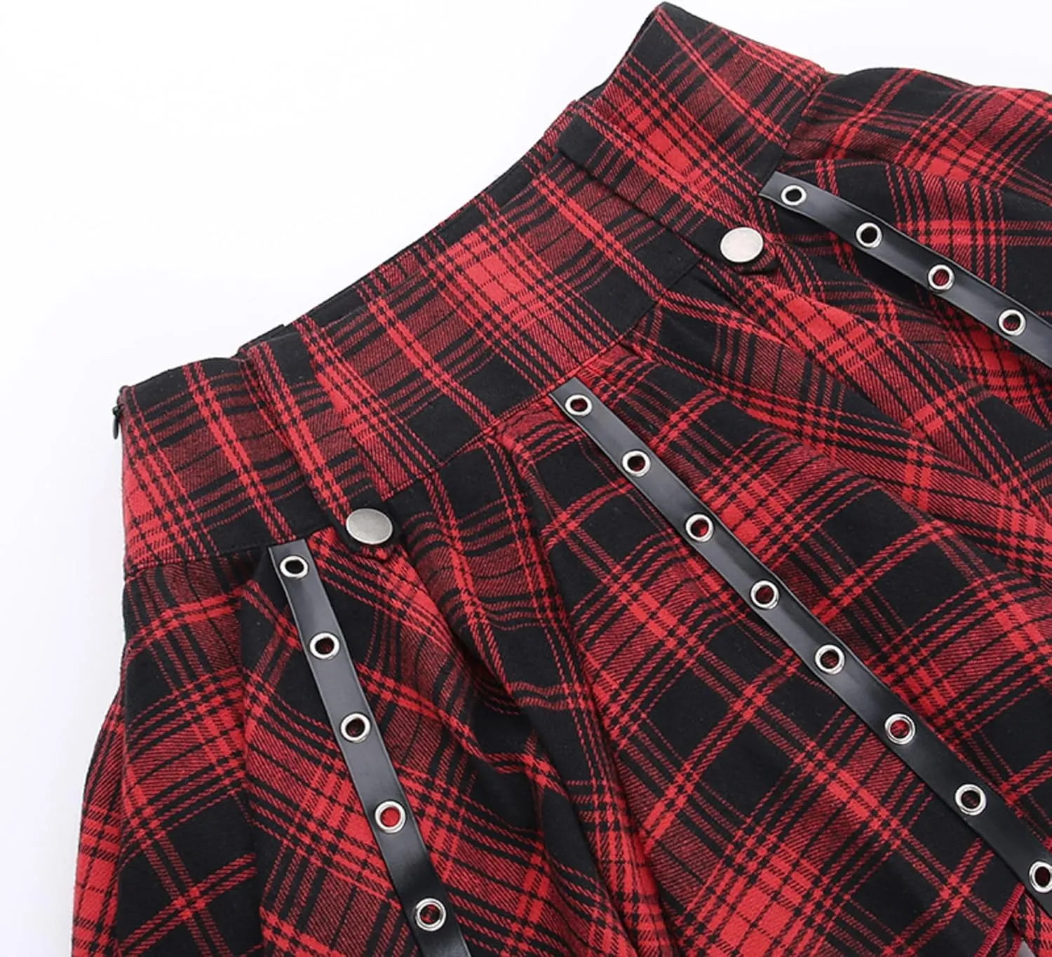 TSMNZMU Womens Punk Plaid Skirt Gothic Pleated Mini Skirts A Line Grunge Harajuku Half Skirted Y2K Emo Checkered Skirt