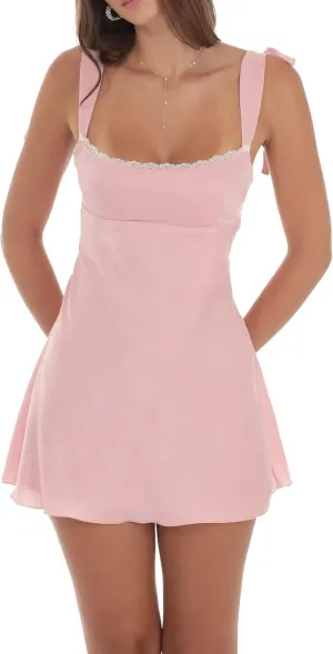UAURORAO Women Y2k Lace Mini Dress Ruffle Strap Short Formal Grad Dress Lace Up Backless A Line College Dresses
