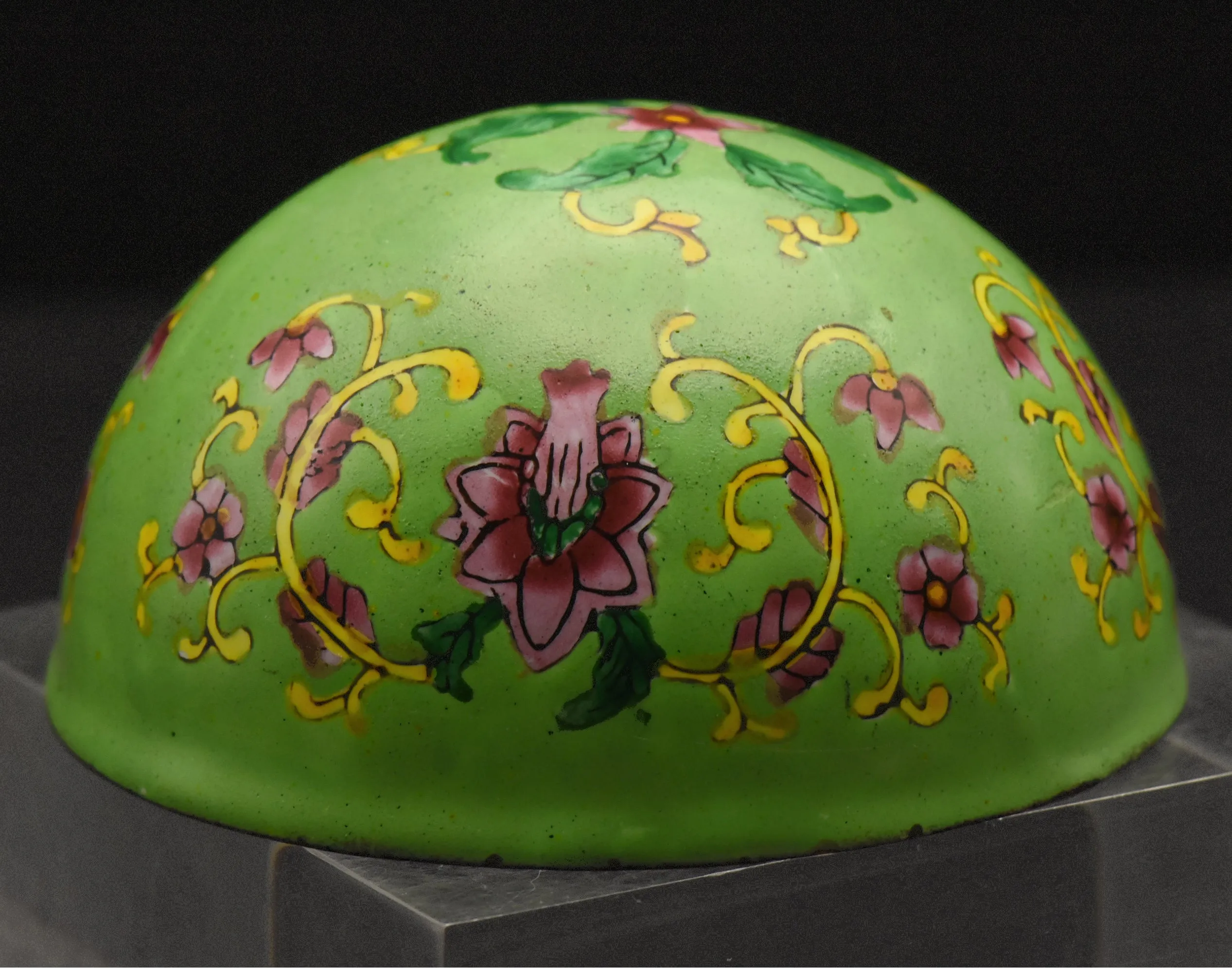 Vintage Metal Hand Painted Enamel Round Bottom Bowl