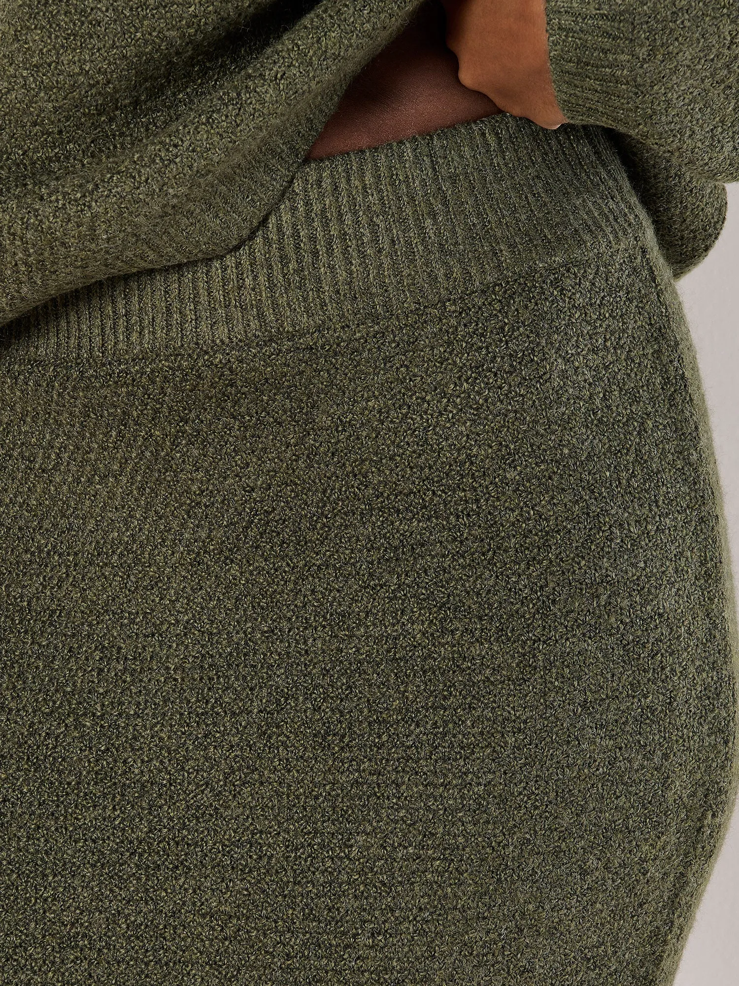 Waffle Knitted Midi Skirt