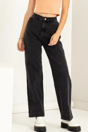 Wide-Cut Jeans Charcoal