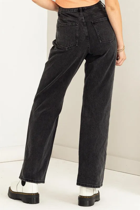 Wide-Cut Jeans Charcoal