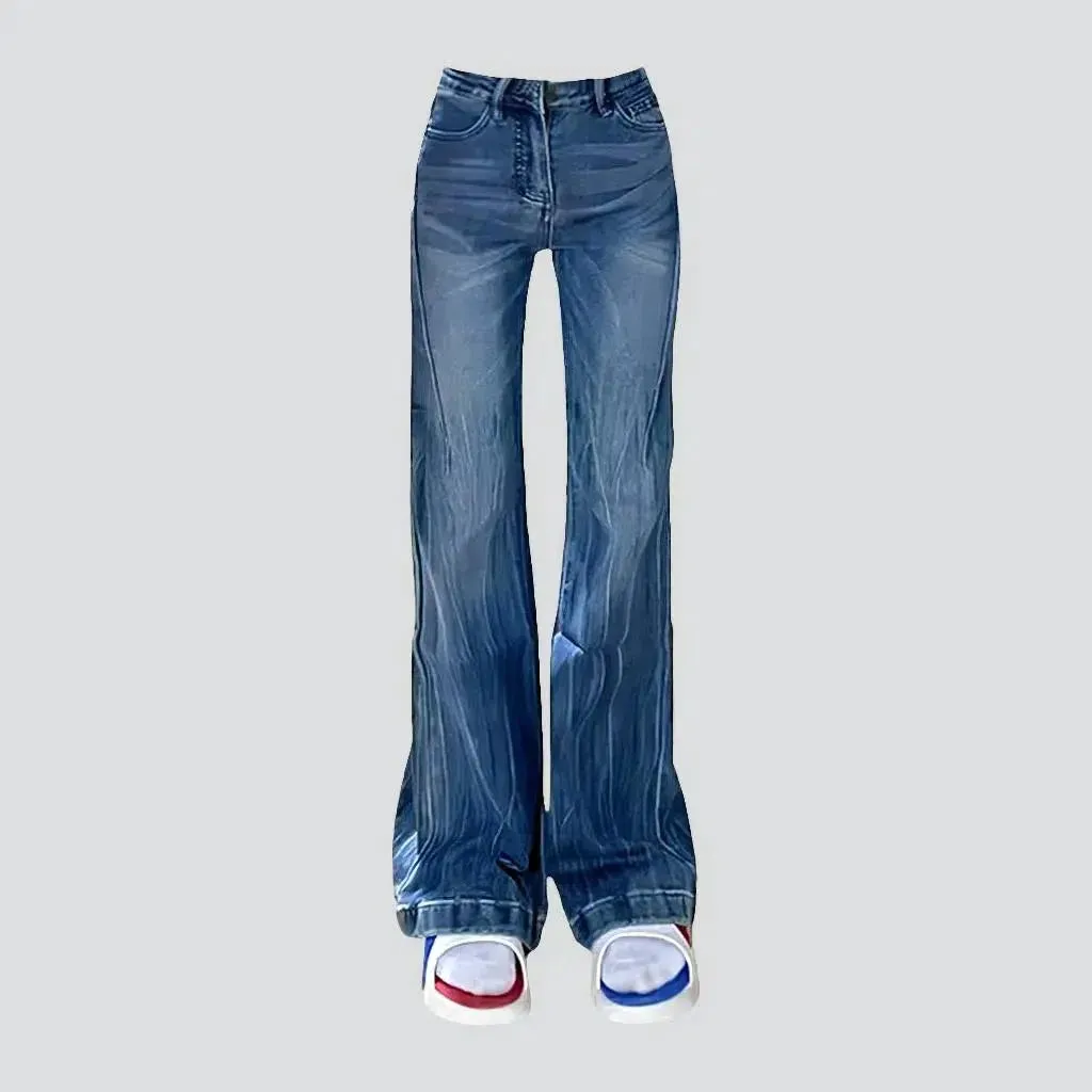 Wide-leg street jeans
 for ladies