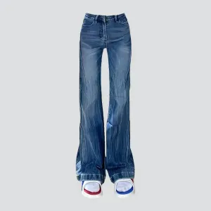 Wide-leg street jeans
 for ladies