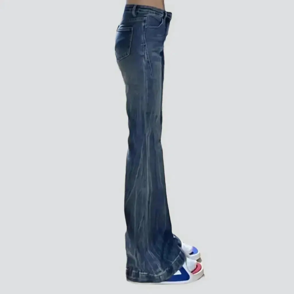Wide-leg street jeans
 for ladies