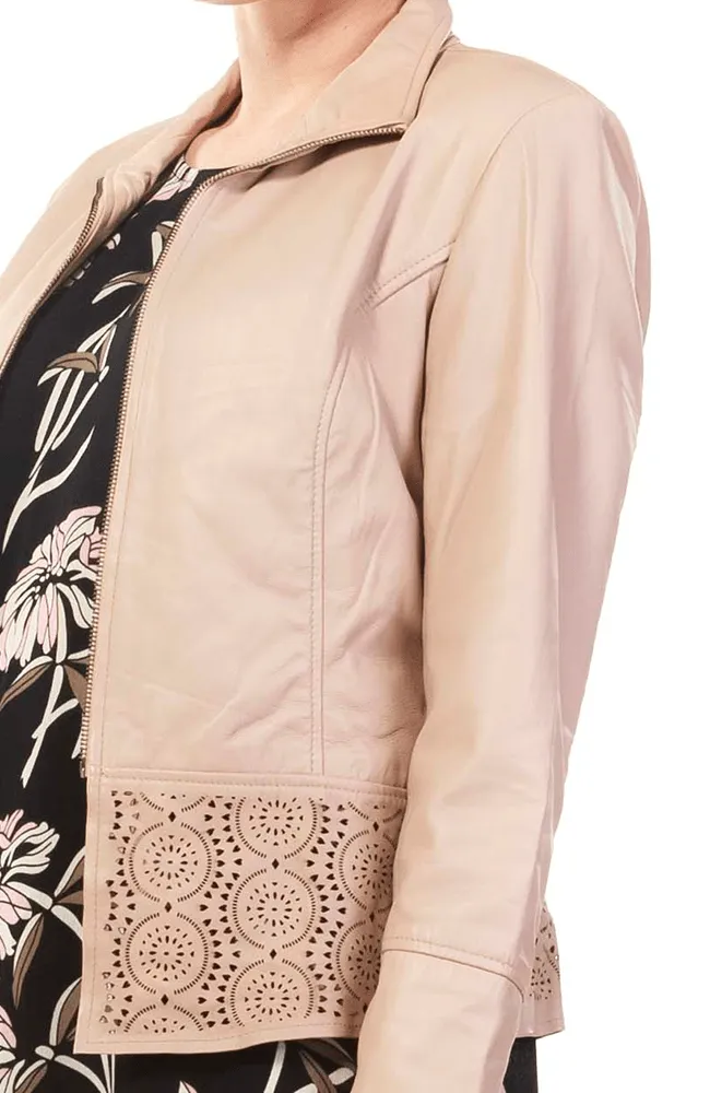 Woman Leather Jacket | Pink Genuine Leather Jacket | PAULA  Leather Jacket