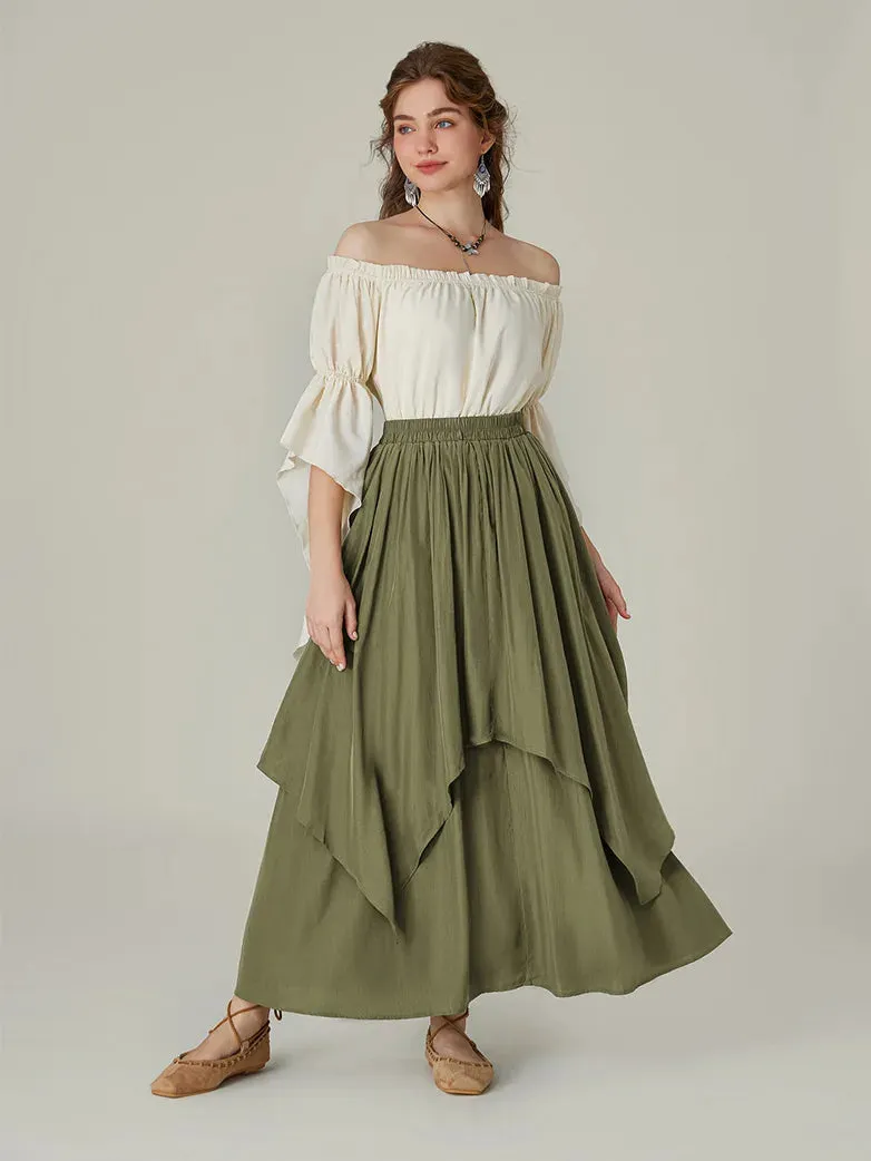 Women Renaissance Dual-Layer Swing Maxi Skirt