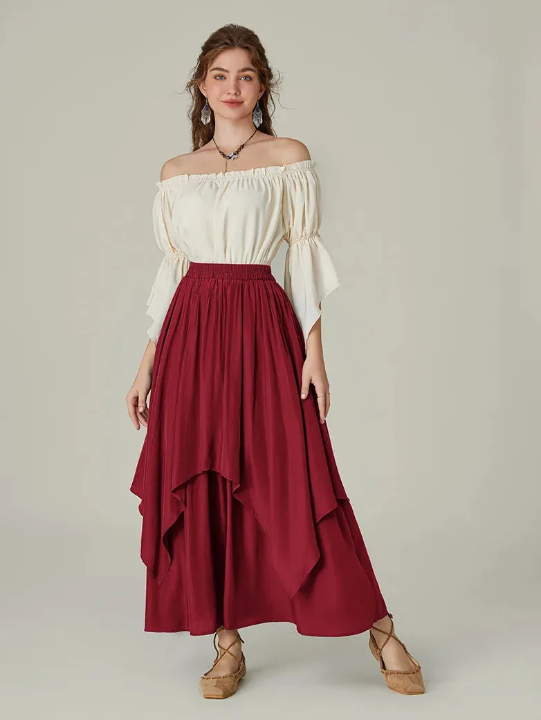 Women Renaissance Dual-Layer Swing Maxi Skirt