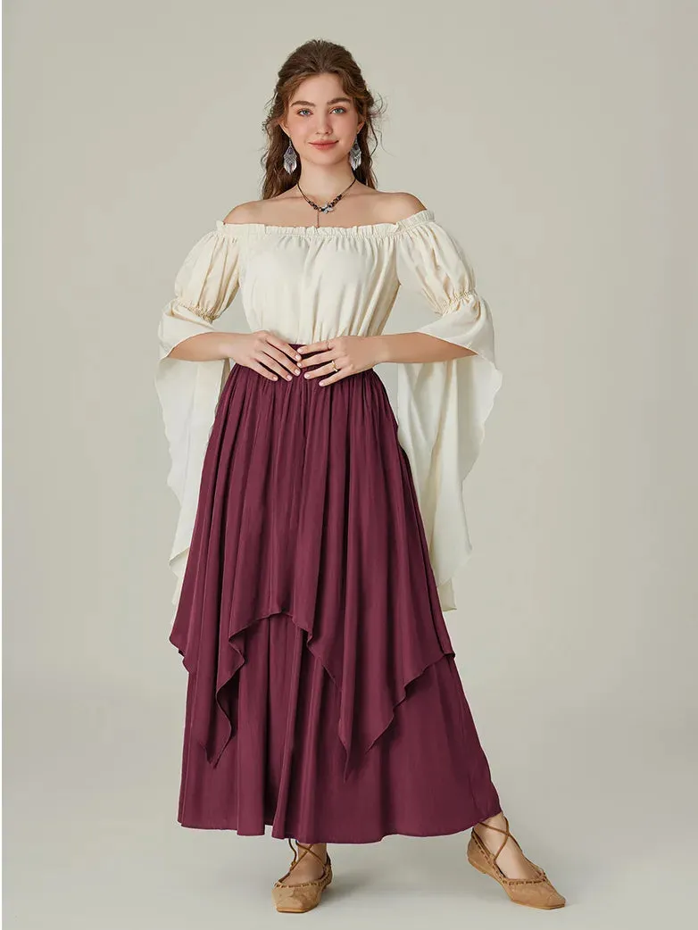 Women Renaissance Dual-Layer Swing Maxi Skirt