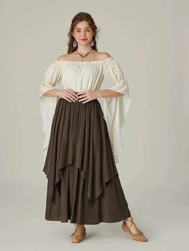 Women Renaissance Dual-Layer Swing Maxi Skirt