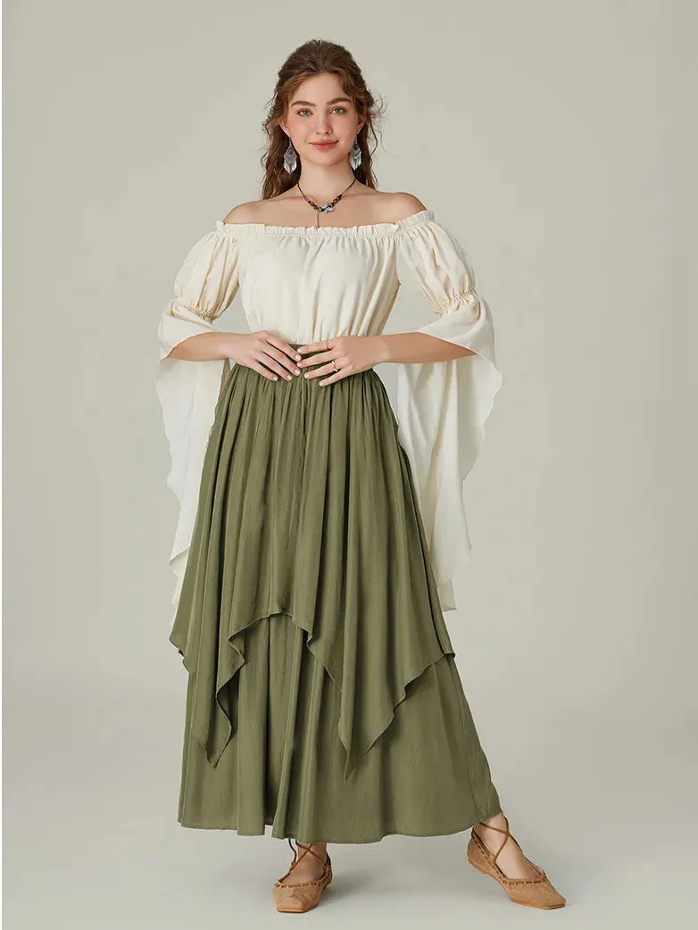 Women Renaissance Dual-Layer Swing Maxi Skirt