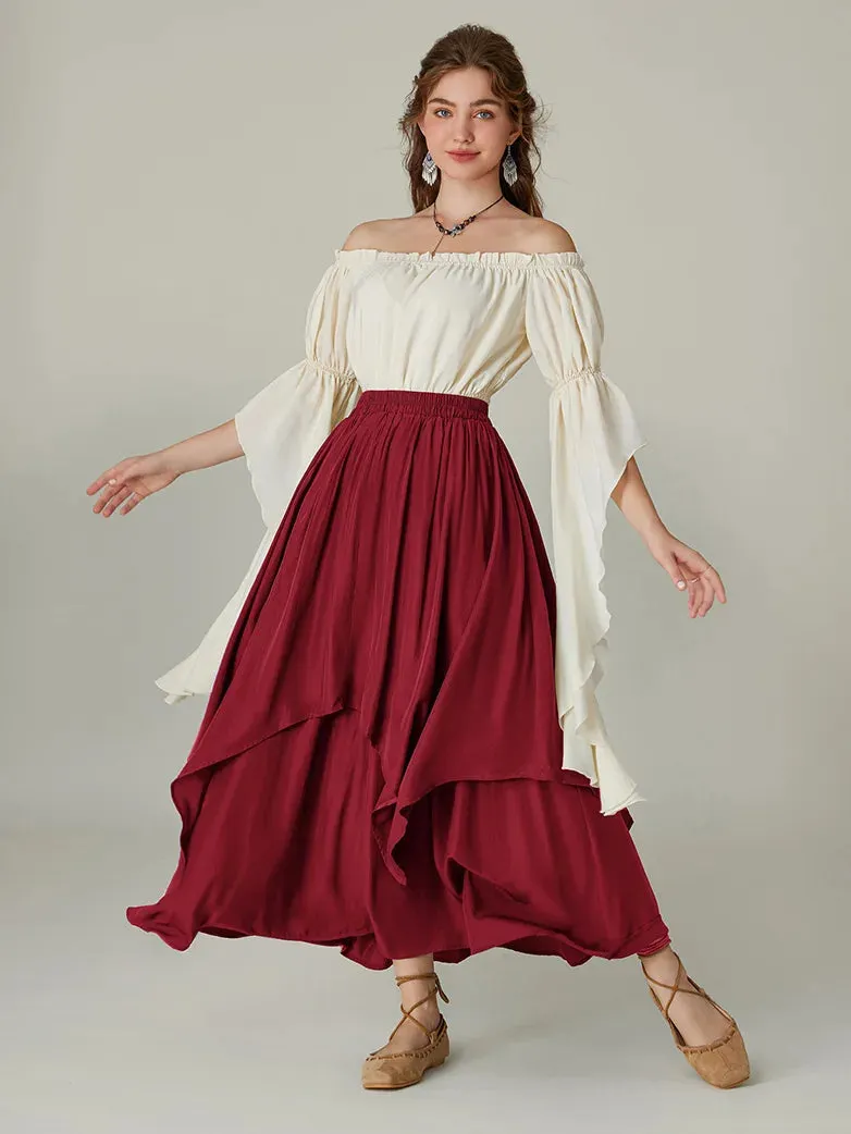 Women Renaissance Dual-Layer Swing Maxi Skirt