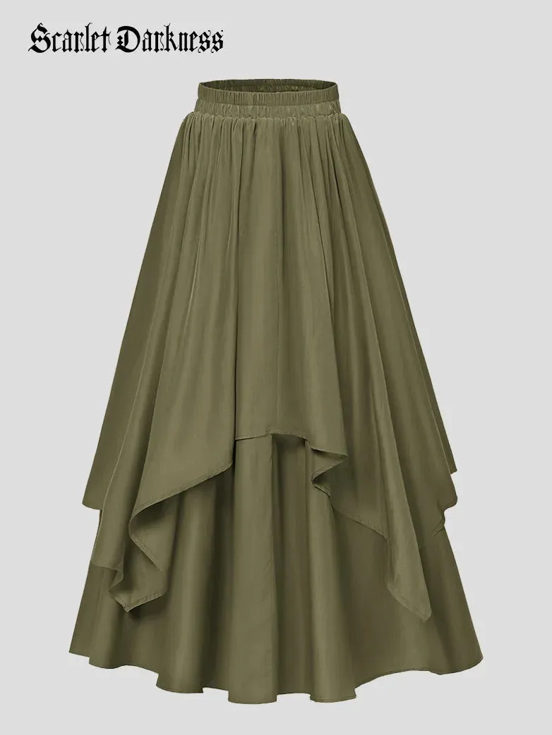 Women Renaissance Dual-Layer Swing Maxi Skirt