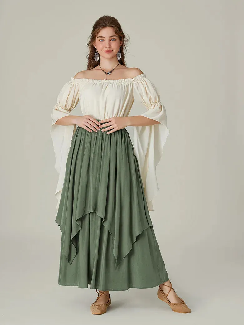 Women Renaissance Dual-Layer Swing Maxi Skirt
