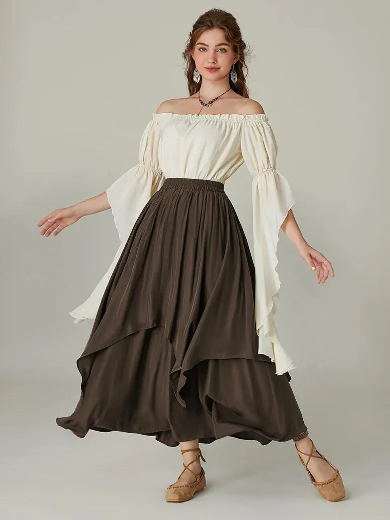 Women Renaissance Dual-Layer Swing Maxi Skirt