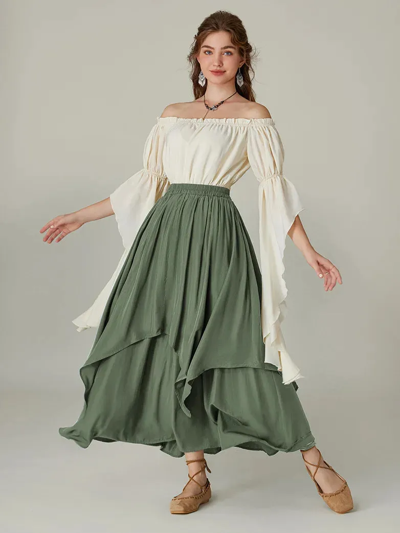 Women Renaissance Dual-Layer Swing Maxi Skirt