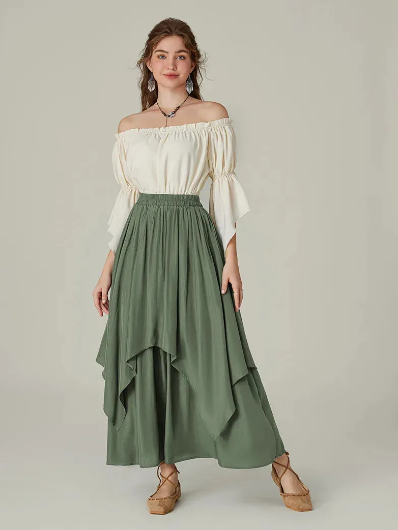 Women Renaissance Dual-Layer Swing Maxi Skirt