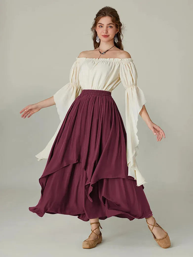 Women Renaissance Dual-Layer Swing Maxi Skirt