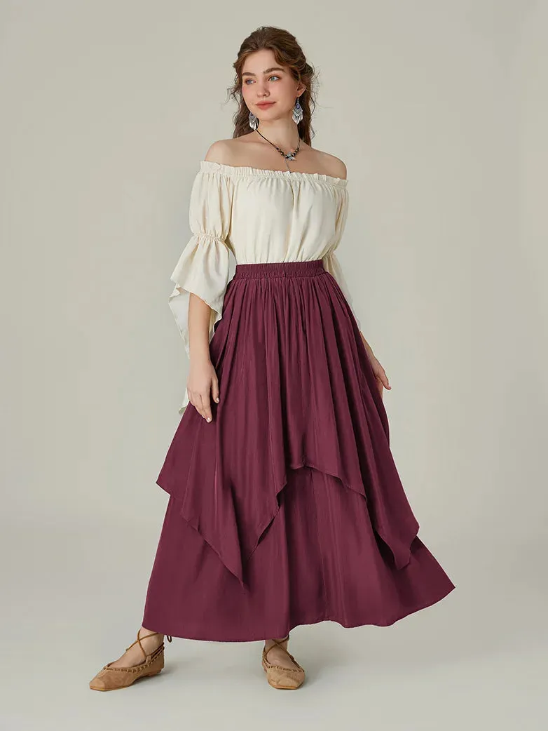 Women Renaissance Dual-Layer Swing Maxi Skirt