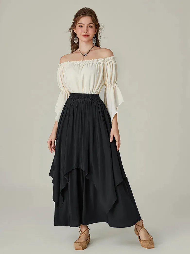 Women Renaissance Dual-Layer Swing Maxi Skirt