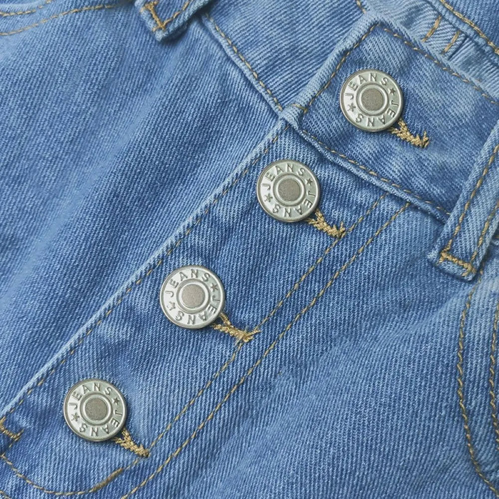 Women's Baggy Ankle Button Fly Jeans Casual Loose Straight Leg Button Cropped Cute Denim Pants