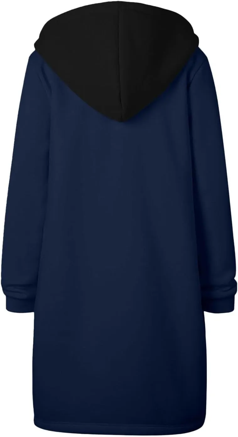 Womens Zip Up Long Sleeve Hoodies Sweatshirt Fleece Jackets 2024 Fall Fashion Outfits Winter Clothes Long Coats