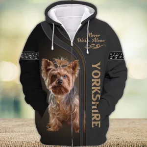 Yorkshire Lover Never Walk Alone 3D Full Print Shirts, Shirt For Dog Lovers, Dog Memorial Gifts for loss of Dog