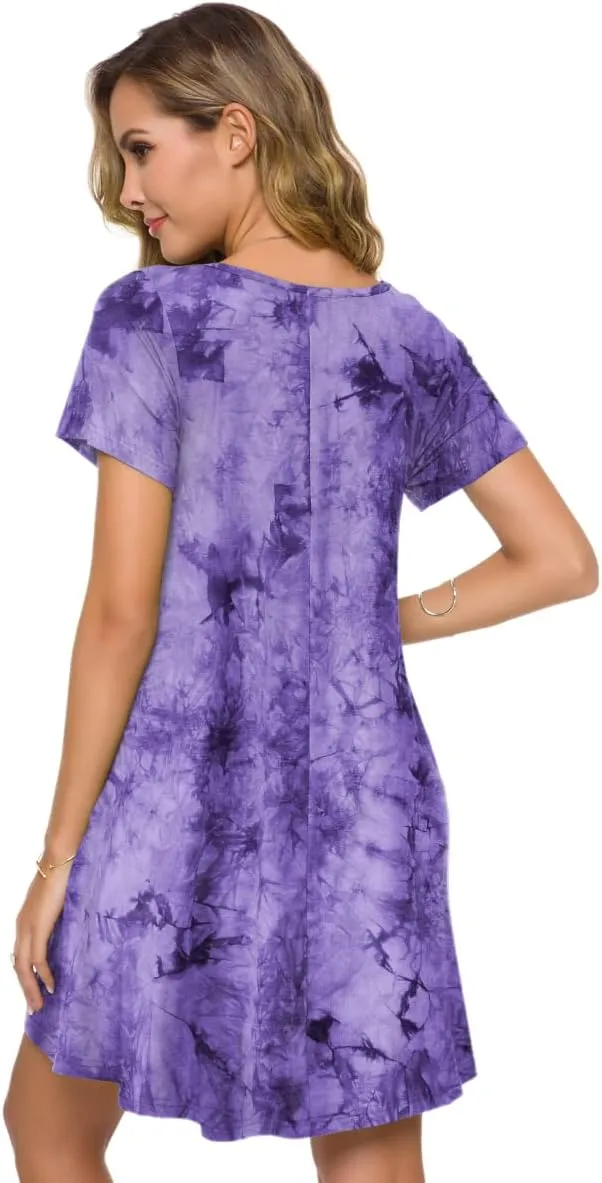 ZENNILO Plus Size Casual T Shirt Dresses for Women Flowy Swing Tunic Dress Pockets